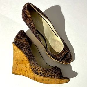 ALDO animal print snake skin wedges heels sz 39 cork y2k shoes pumps womens